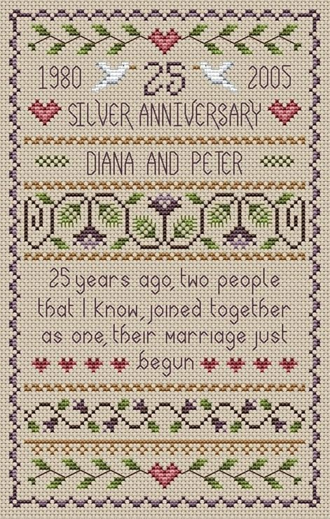 25th Wedding Anniversary Cross Stitch Patterns Cross Stitch Patterns - Wedding Anniversary Cross Stitch Patterns