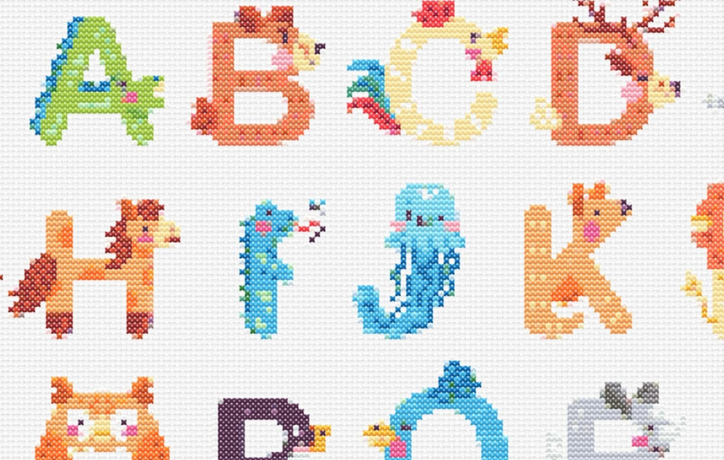 26 Letters Animal Alphabet Cross Stitch Kids Embroidery Patterns Etsy - Animal Alphabet Cross Stitch Patterns Free