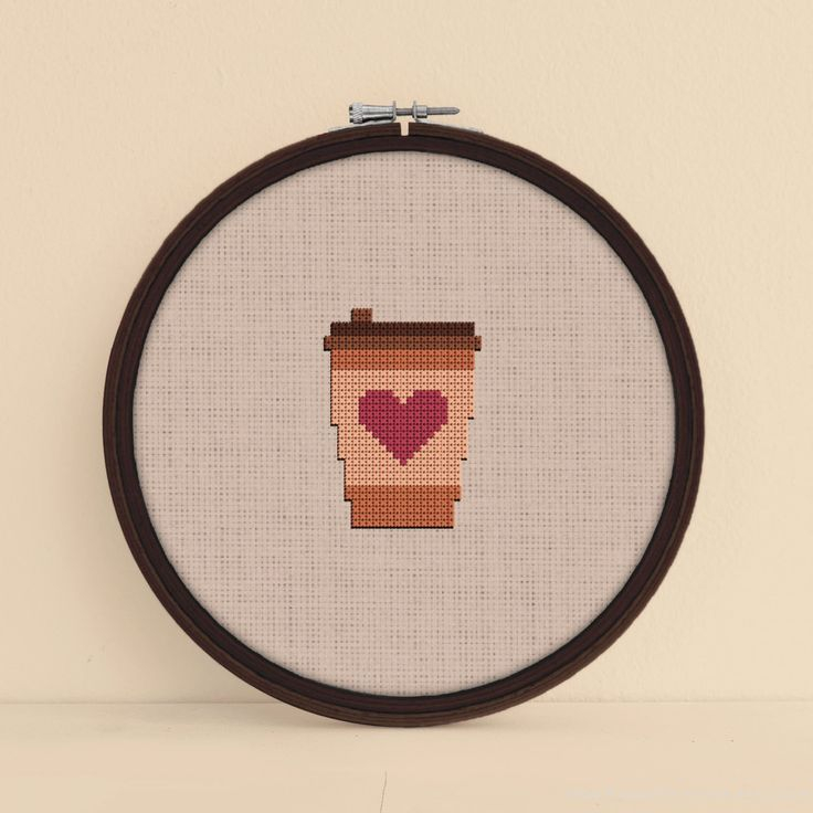 A Cross Stitch Coffee Cup With A Heart On It - Coffee Cup Cross Stitch Pattern Free