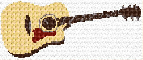 Accoustic Guitar Cross Stitch Designs - Small Guitar Cross Stitch Pattern