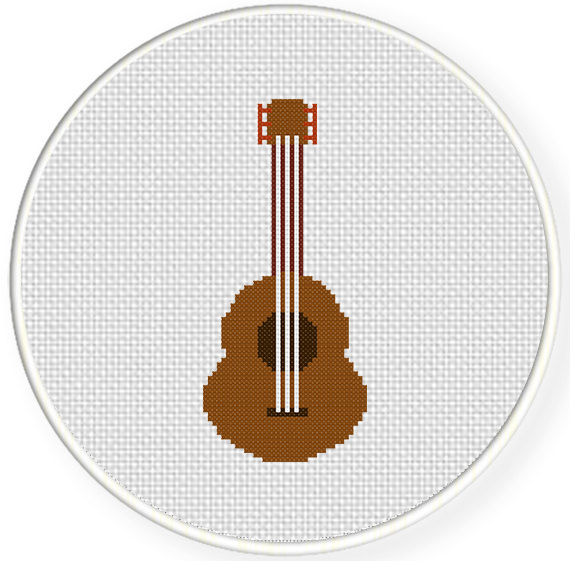 Acoustic Guitar Cross Stitch Pattern Daily Cross Stitch - Small Guitar Cross Stitch Pattern
