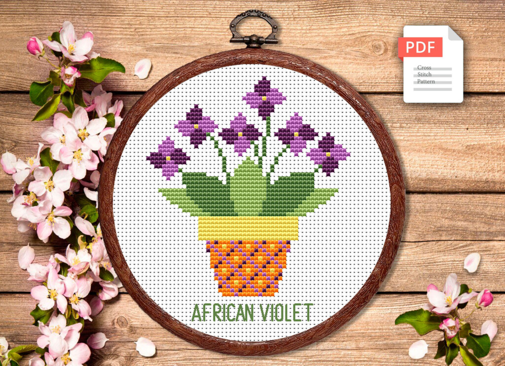 African Violet Cross Stitch Pattern Flower Cross Stitch Pat Inspire  - Violet Cross Stitch Pattern Free
