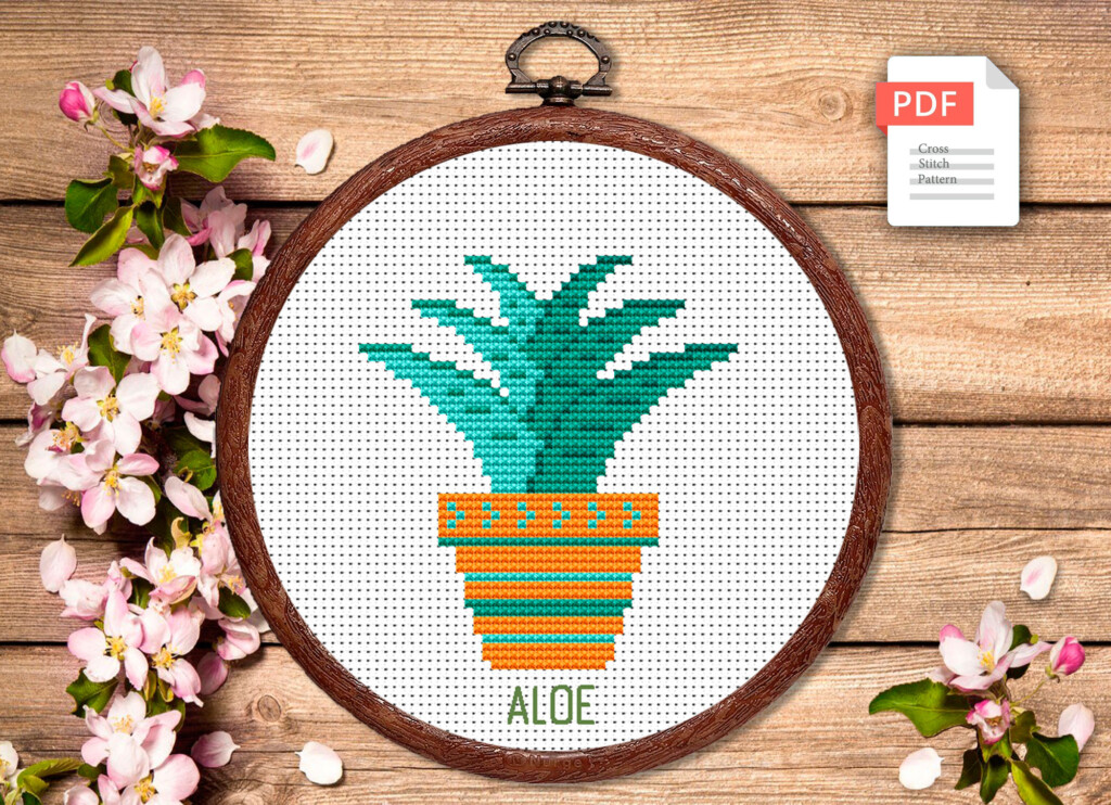 Aloe Cross Stitch Pattern Flower Cross Stitch Pattern Embr Inspire  - Little Flower Cross Stitch Pattern