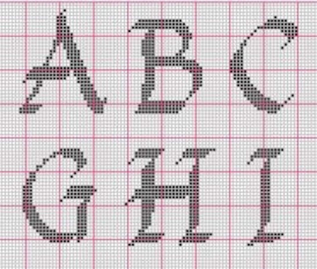 Alphabet Cross Stitch Pattern 28 Sts Tall Font Chart Alphabet Chart  - Letter A Cross Stitch Pattern