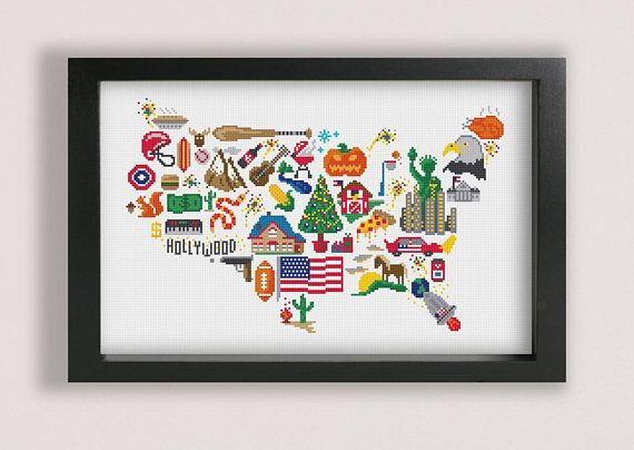 America Cross Stitch Pattern Printable PDF Pattern USA Modern Cross  - America The Beautiful Cross Stitch Pattern