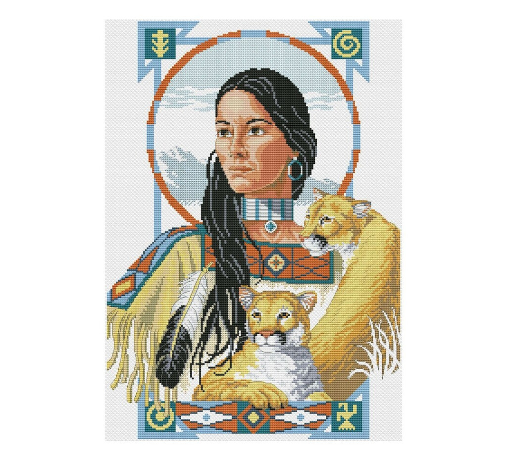 American Indian Cross Stitch Pattern Girl Cross Stitch Etsy - American Indian Cross Stitch Patterns