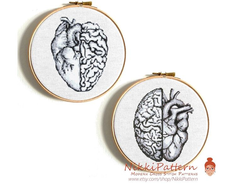 Anatomical Heart Brain Cross Stitch Pattern Human Brain Etsy Unique  - Brain Cross Stitch Pattern Free