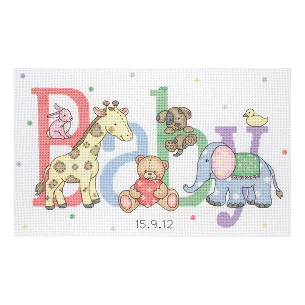 ANCHOR Counted Cross Stitch Kit Baby Animals New Baby Birth Record  - Newborn Baby Cross Stitch Patterns Free