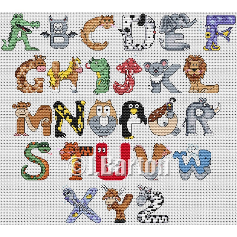 Animal Alphabet Cross Stitch Chart Download - Animal Alphabet Cross Stitch Patterns Free