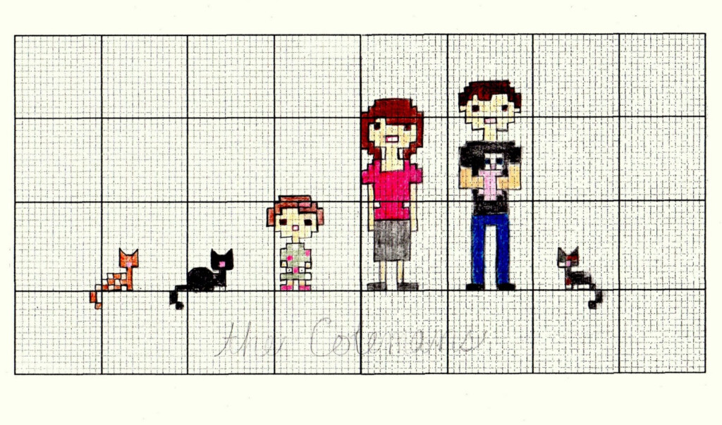 Animal friendly Eating Family Portrait Cross stitch - Family Portrait Cross Stitch Patterns