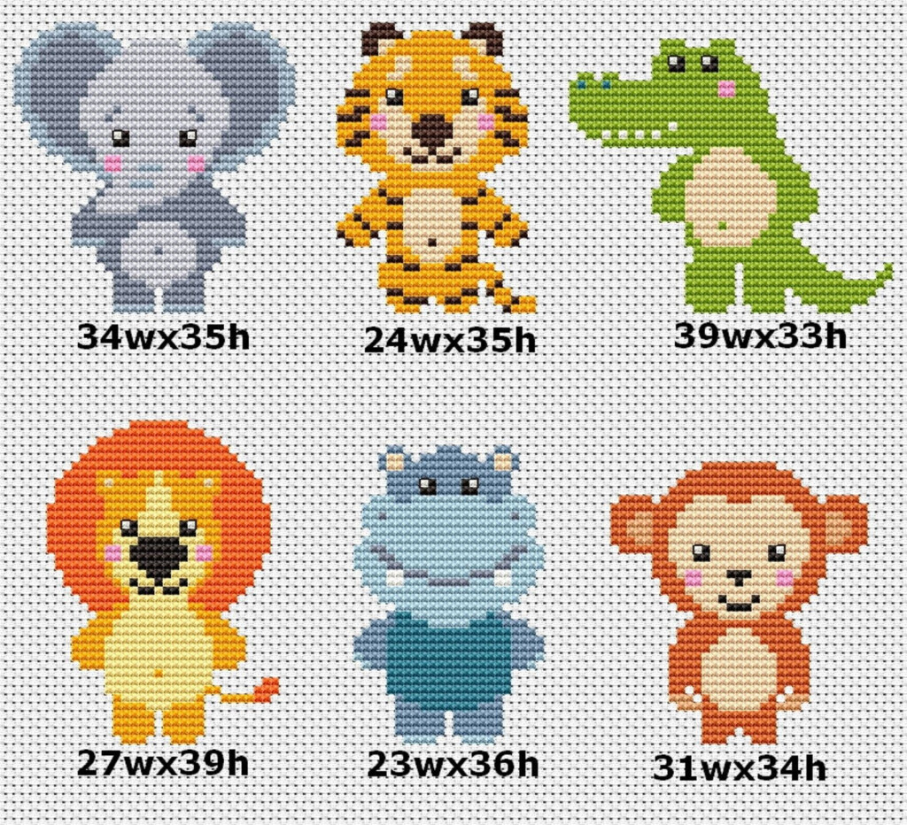 Animals Cross Stitch Patterns - Zoo Animal Cross Stitch Patterns