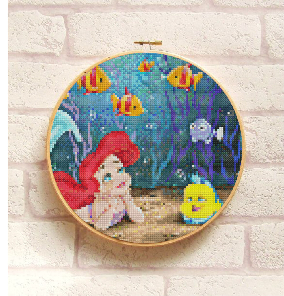 ARIEL The Little Mermaid Cross Stitch Pattern PDF Embroidery - Little Mermaid Cross Stitch Pattern Free