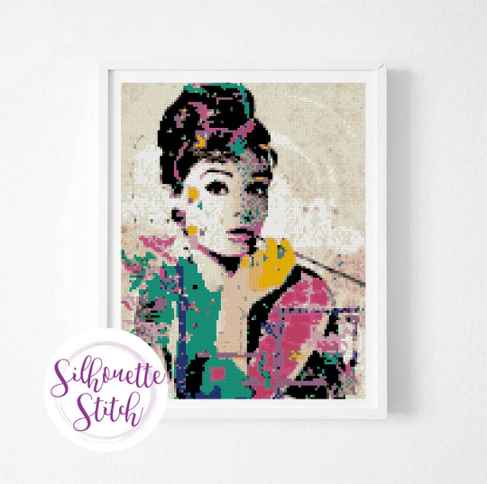 Audrey Hepburn Cross Stitch Pattern Counted Cross Stitch P Inspire  - Audrey Hepburn Cross Stitch Pattern