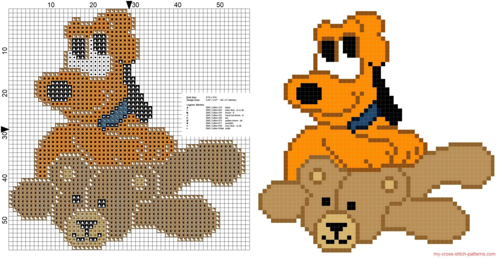 Baby Pluto With Teddy Bear Cross Stitch Pattern Free Free Cross  - Small Teddy Bear Cross Stitch Pattern Free