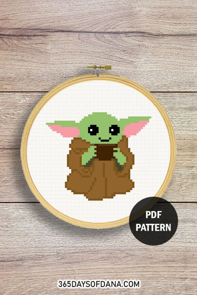 Baby Yoda Cross Stitch Pattern Baby Yoda Holding Coffee Star Wars Cross  - Free Yoda Cross Stitch Pattern