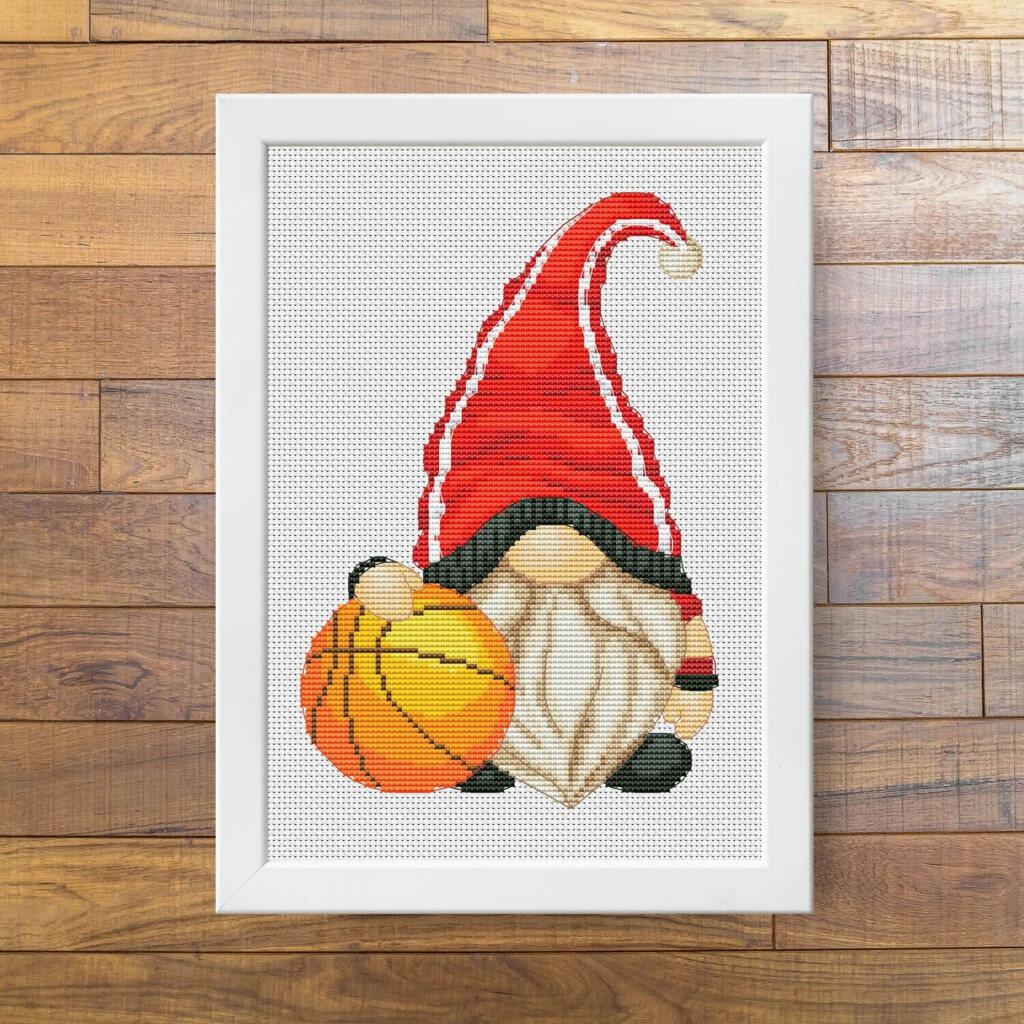 Basketball Player Gnome Cross Stitch Pattern Sport Cross Stitch  - Free Basketball Cross Stitch Patterns