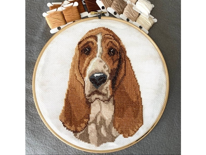 Basset Hound Cross Stitch Pattern Code AN 049 Anna Nolfina Buy  - Basset Hound Cross Stitch Patterns