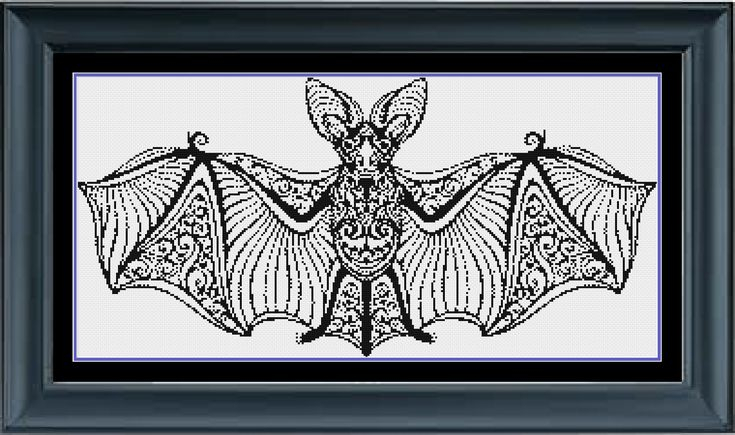 Bat Cross Stitch Pattern Halloween Cross Stitch Pattern Blackwork  - Small Bat Cross Stitch Pattern