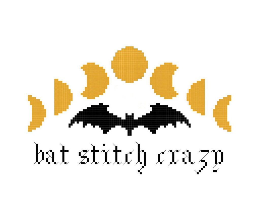 Bat Stitch Crazy Cross Stitch Pattern PDF Bat Cross Stitch Pattern Moon  - Small Bat Cross Stitch Pattern
