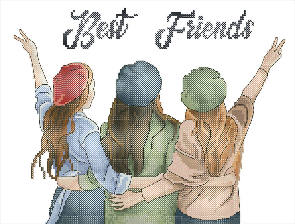 Best Friends Cross Stitch Pdf Pattern Etsy - Friendship Cross Stitch Patterns Free