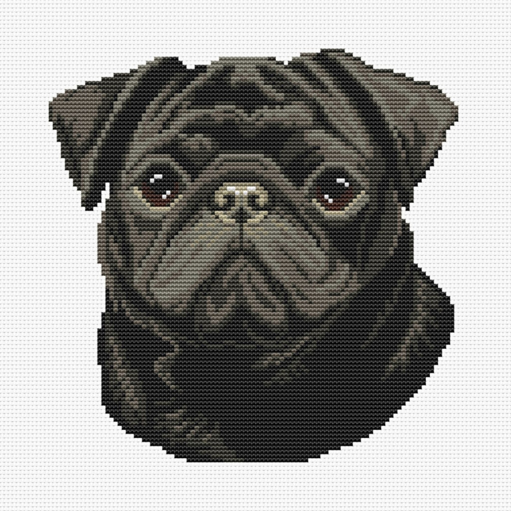 Black Pug Cross Stitch Pattern Code AN 088 Anna Nolfina Buy Online  - Black Pug Cross Stitch Pattern