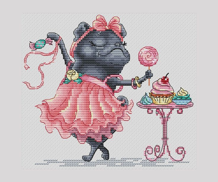 Black Pug Cross Stitch Pattern Etsy  - Black Pug Cross Stitch Pattern