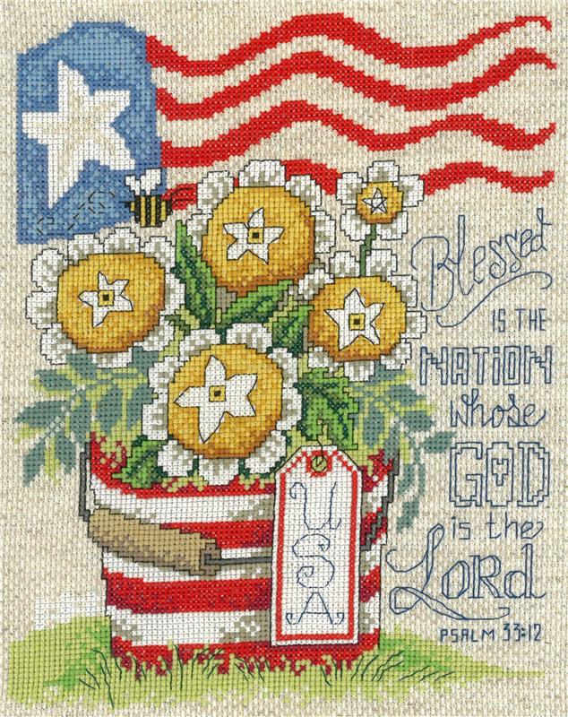 Blessed Nation Cross Stitch Pattern By Imaginating Anabella s - One Nation Cross Stitch Pattern