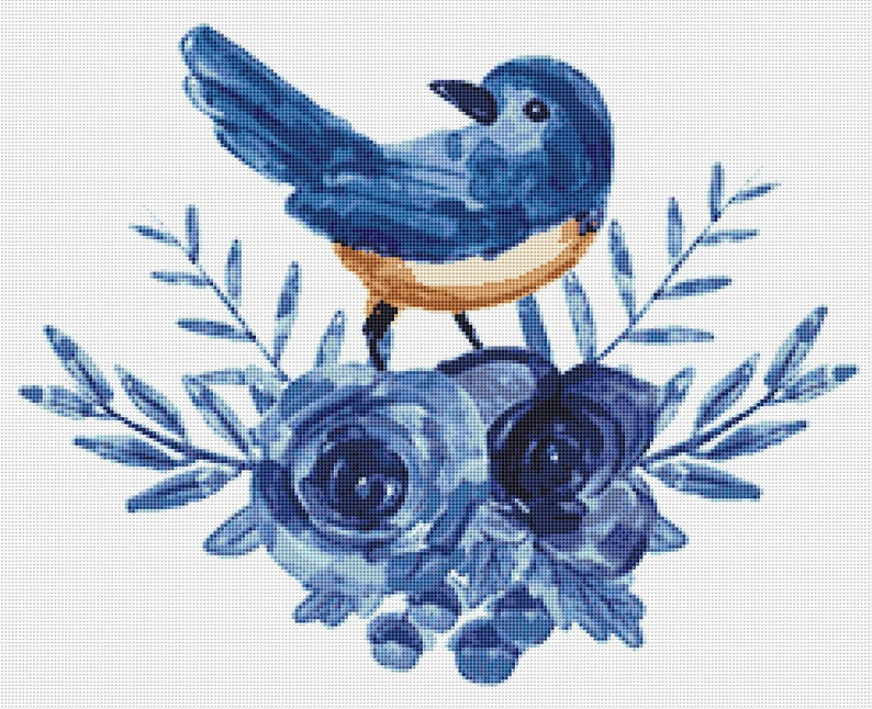 Blue Bird Cross Stitch Pattern Instant PDF Download Bird Etsy - Blue Bird Cross Stitch Pattern