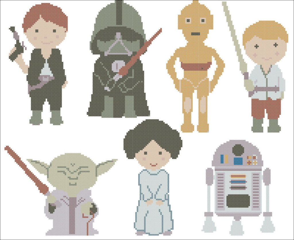 BOGO FREE Star Wars Heroes Cross Stitch Pattern Pdf Pattern Instant  - Free Printable Star Wars Cross Stitch Patterns