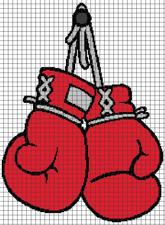 Boxing Gloves Chart Graph AND Row by Row Written Crochet Instructions  - Boxing Gloves Cross Stitch Pattern
