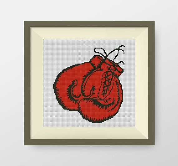 Boxing gloves PDF Counted Cross Stitch Pattern Modern Cross Stitch  - Boxing Gloves Cross Stitch Pattern