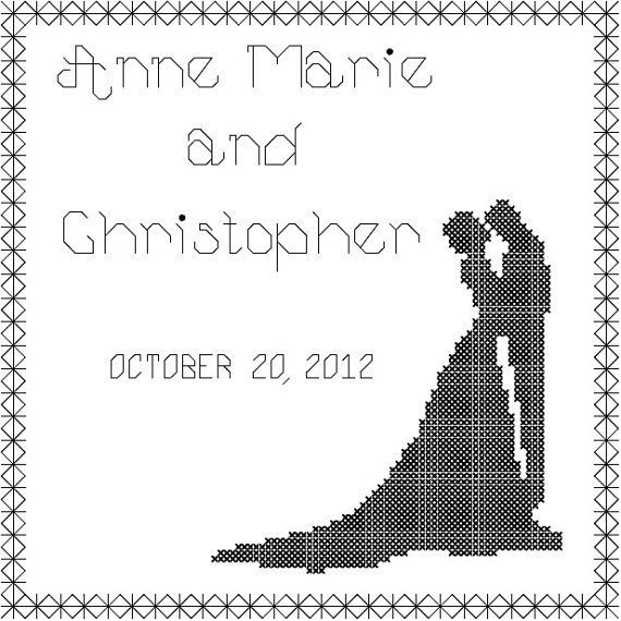 Bride And Groom Cross Stitch Pattern Couple Silhouette  - Free Bride And Groom Cross Stitch Pattern