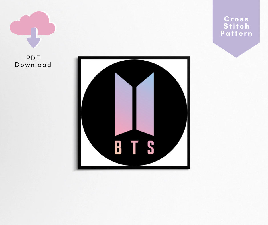 BTS Logo Cross Stitch Pattern BTS Fan Art Merch Kpop Cross Stitch  - Bts Logo Cross Stitch Pattern
