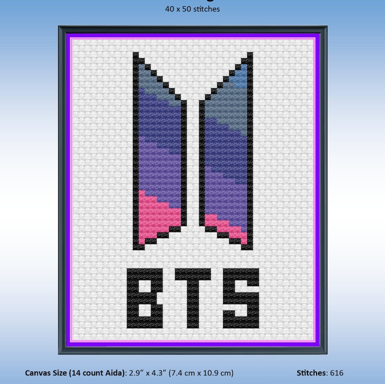 BTS Logo Cross Stitch Pattern PDF Etsy - Bts Logo Cross Stitch Pattern