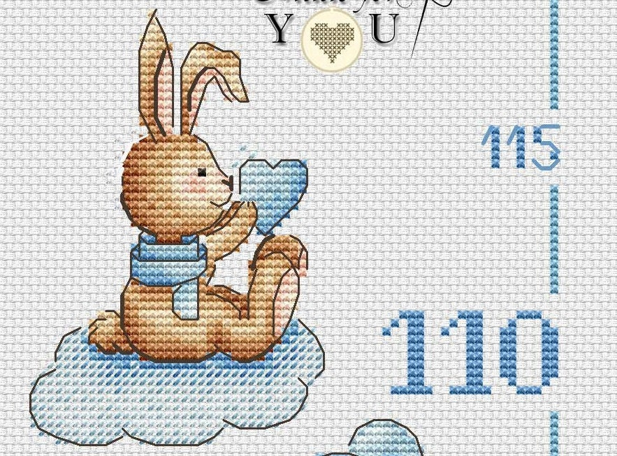 Bunny Growth Chart Counted Cross Stitch Pattern PDF Baby Boy Etsy - Cross Stitch Growth Chart Patterns