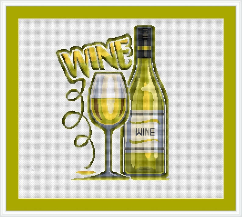 Buy 2 Get 1 Free White Wine Bottle Cross Stitch Pattern Etsy - Free Wine Cross Stitch Patterns