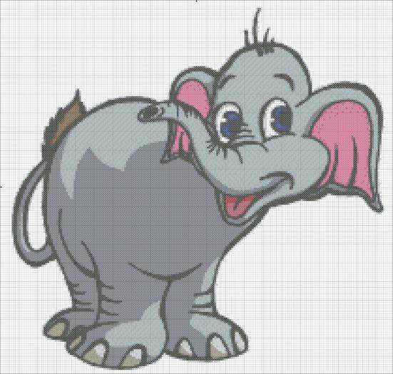 Cartoon Elephant Cross Stitch Pattern Advanced Cross Stitch - Easy Elephant Cross Stitch Pattern