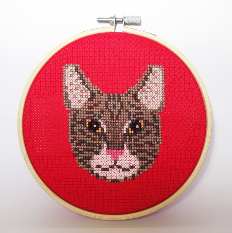 Cat Cross Stitch Pattern Gray Tabby Cat Face Portrait Cross Etsy de - Tabby Cat Cross Stitch Patterns