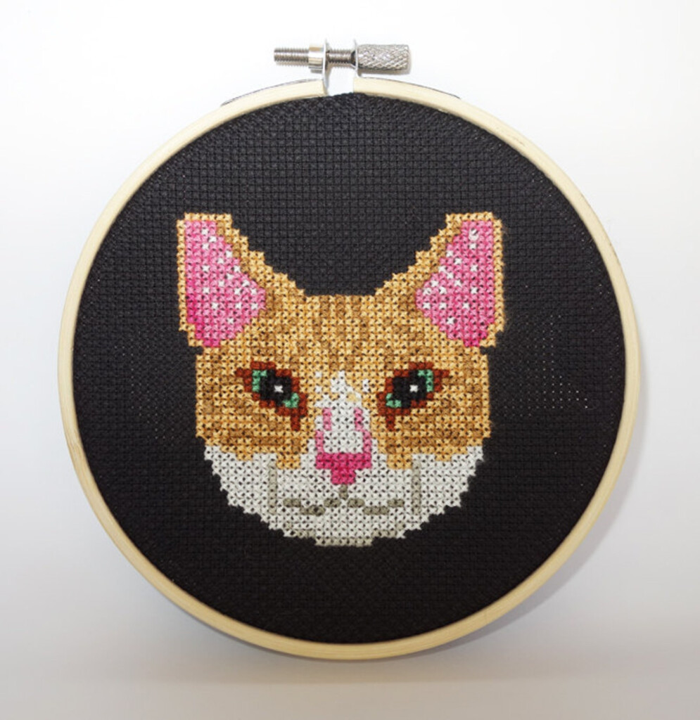 Cat Cross Stitch Pattern Orange Tabby Cat Face Portrait Cross Stitch  - Orange Cat Cross Stitch Pattern