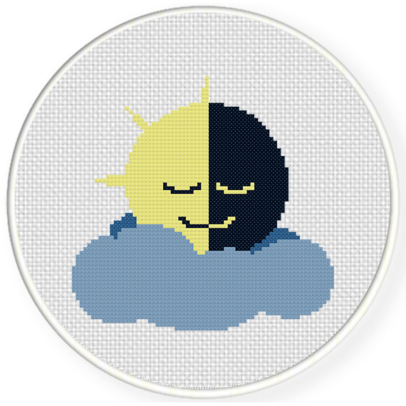 Charts Club Members Only Mr Sun And Moon Cross Stitch Pattern Daily  - Sun And Moon Cross Stitch Patterns