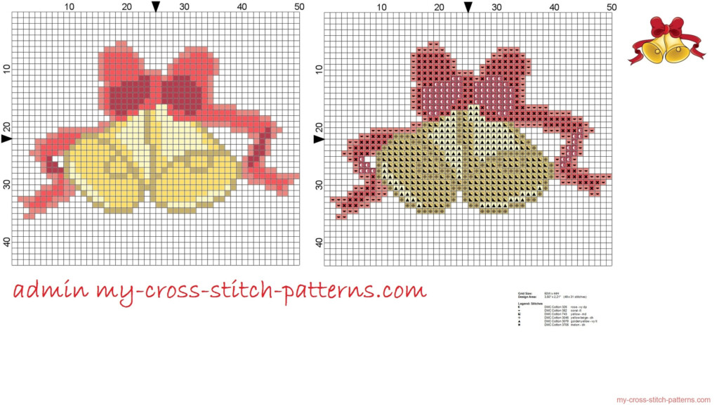 Christmas Bells Cross Stitch Pattern 49x31 Free Cross Stitch Patterns  - Jingle Bells Cross Stitch Pattern