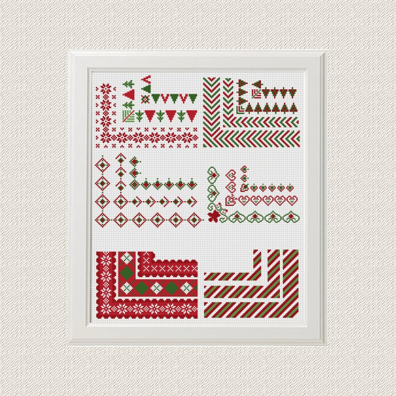 Christmas Border Cross Stitch Pattern Set Of 19 Christmas Etsy - Cross Stitch Christmas Border Patterns