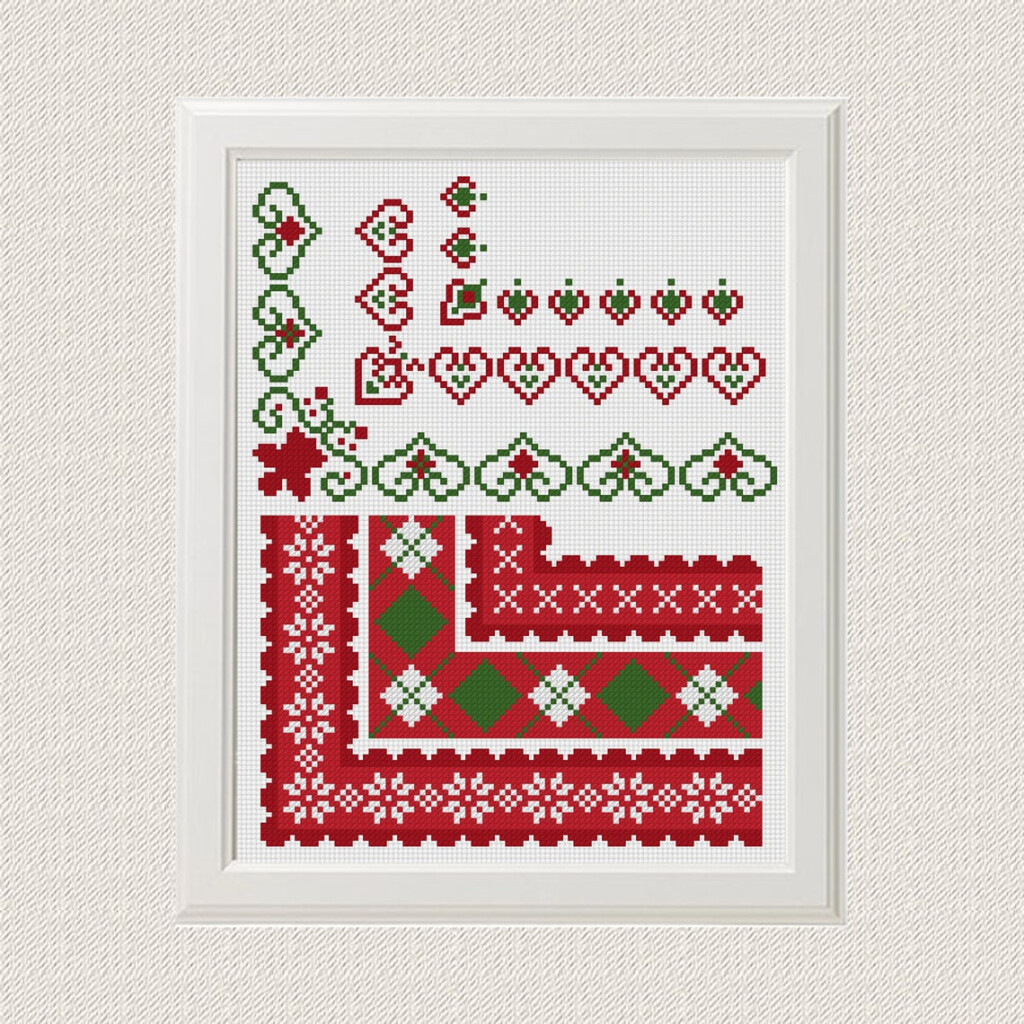 Christmas Border Cross Stitch Pattern Set Of 19 Christmas Etsy - Cross Stitch Christmas Border Patterns