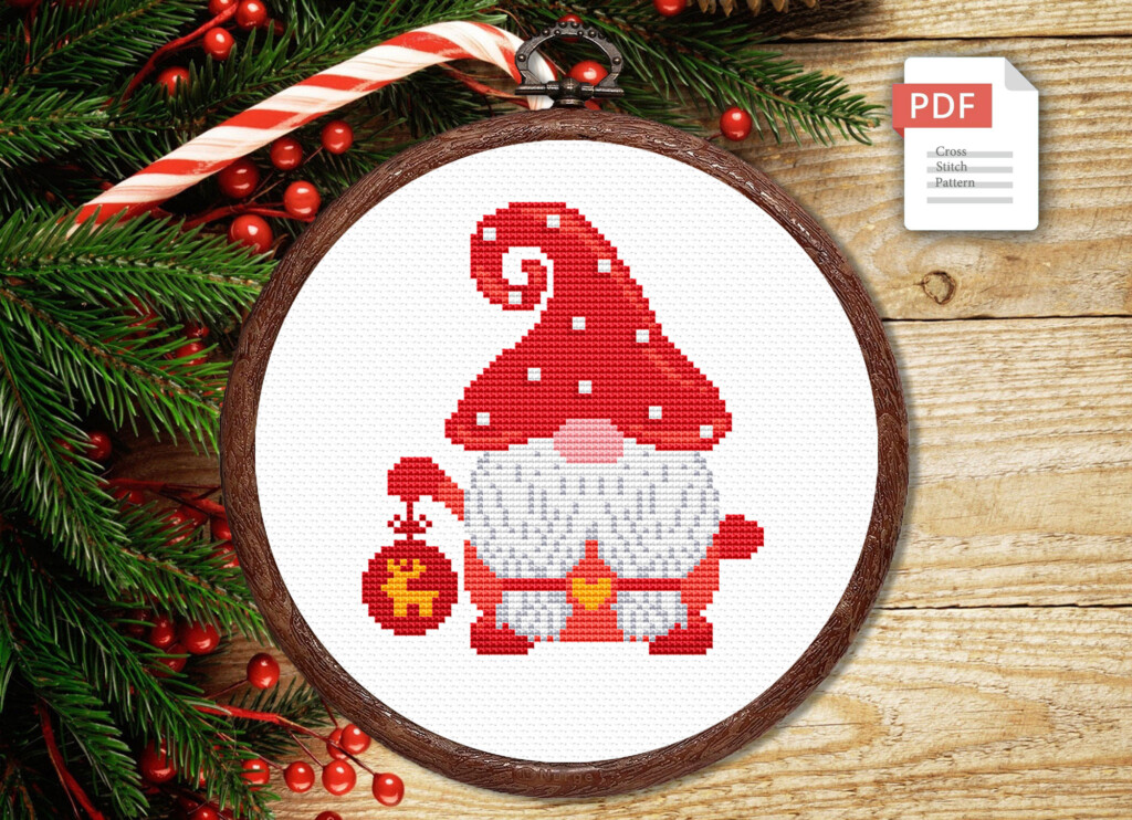 Christmas Gnome Cross Stitch Pattern Merry Christmas Cross Inspire  - Free Gnome Cross Stitch Pattern