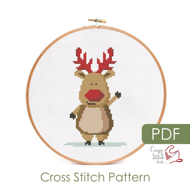 Christmas Moose Cross Stitch Pattern Cross Stitch Patterns - Christmas Moose Cross Stitch Pattern