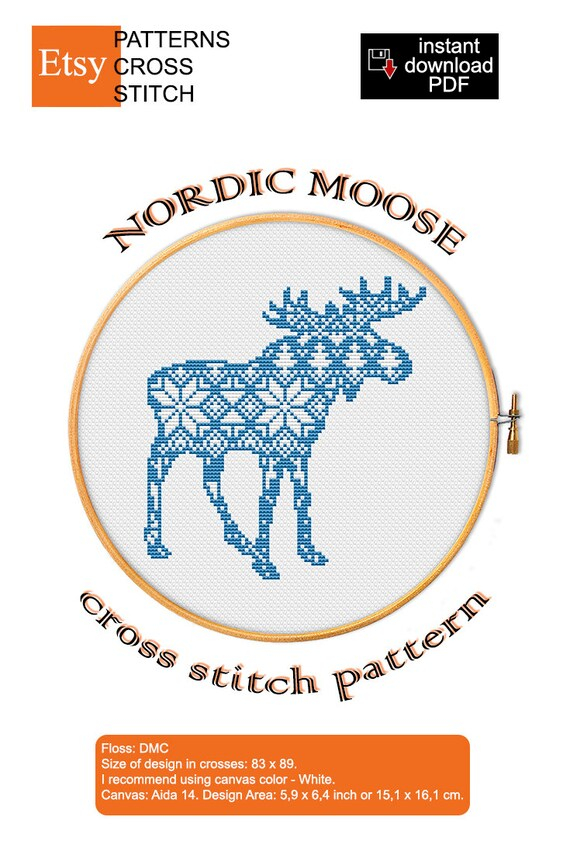 Christmas Moose Cross Stitch Pattern Cross Stitch Patterns - Christmas Moose Cross Stitch Pattern