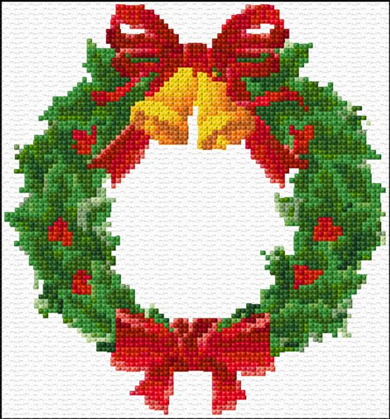 Christmas Wreath Cross Stitch Designs - Christmas Wreath Cross Stitch Pattern