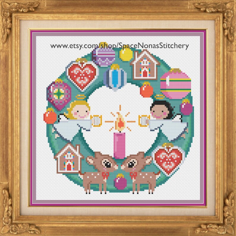 Christmas Wreath Cross Stitch Pattern Downloadable PDF Etsy - Christmas Wreath Cross Stitch Pattern