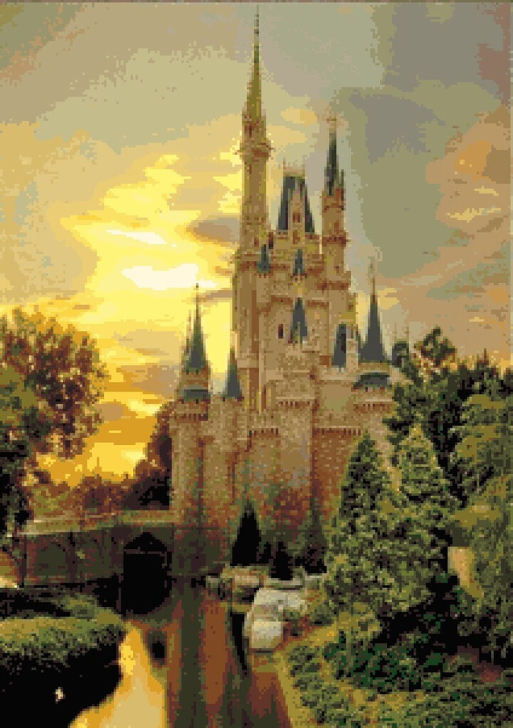 Cinderella s Castle Counted Cross Stitch Pattern Disney Etsy - Counted Cross Stitch Disney Patterns