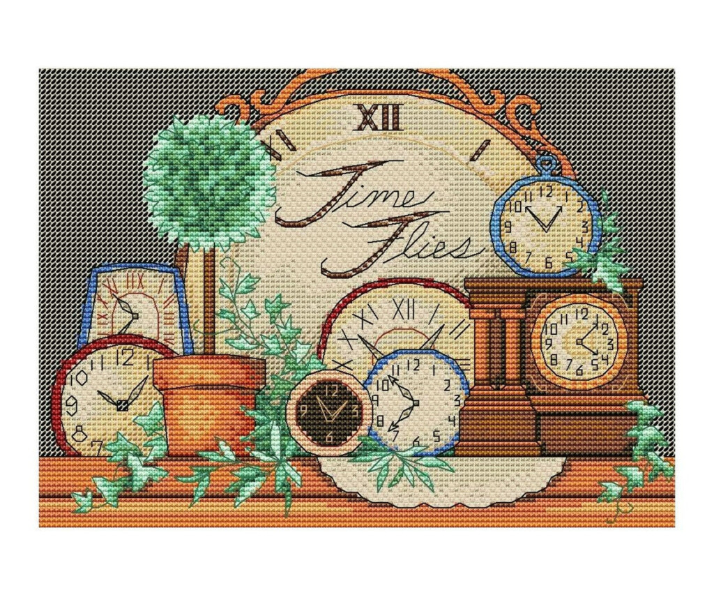 Clock Cross Stitch Pattern Counted Cross Stitch Pattern Etsy - Cross Stitch Wall Clock Pattern